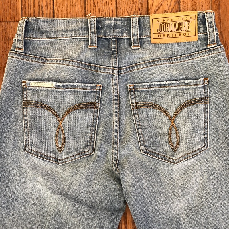 NWOT Jordache Heritage Straight Destroyed Stretch Blue Jeans Sz 25 Run Large $69 gallery