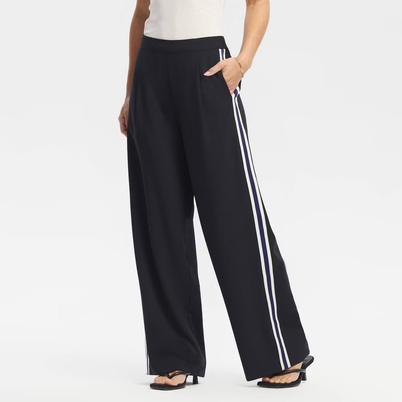 Women Wide Leg Ankle Length Pull-On Track Pants – A New Day