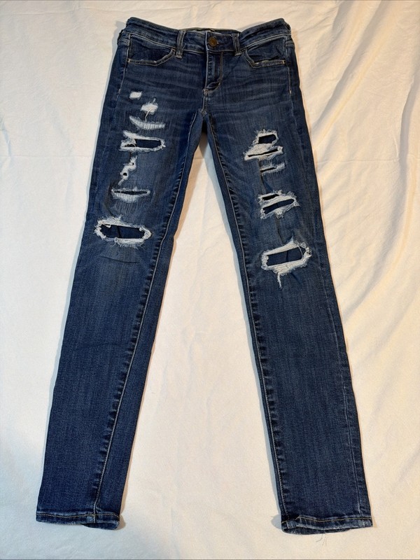 American Eagle Women’s Next Level Stretch Sz 4 Mid-Rise Jegging Blue Jeans