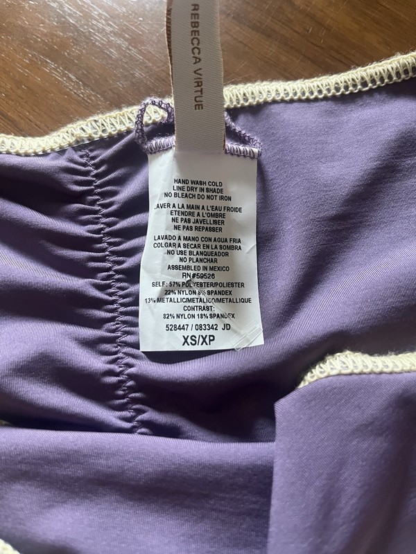 BECCA Rebecca Virtue Striped Metallic Bikini Bottom Lined Stretch XS Purple gallery