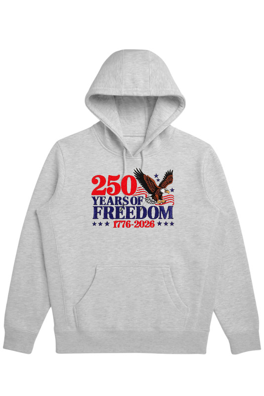 Embroidered 250 Years of Freedom Hoodie Patriotic Eagle USA 1776-2026 gallery