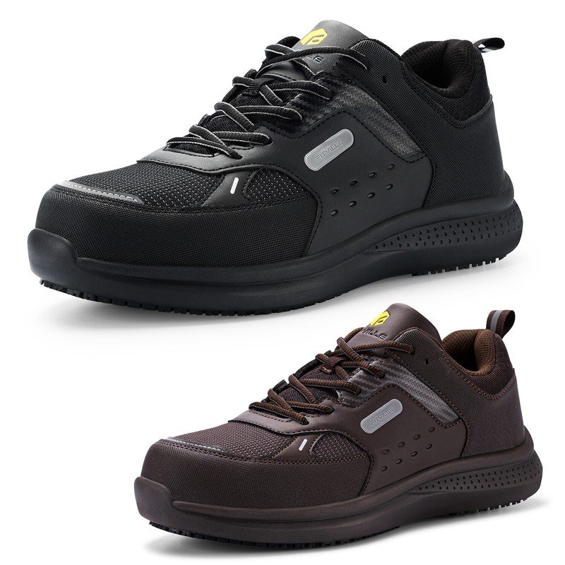 FitVille Men's Extra Wide Work Safety Shoes Composite Steel Toe Slip Resistant gallery