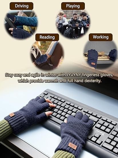 Winter Alpaca Wool Fingerless Gloves Thermal Men Knitted Half Finger Mitten gallery