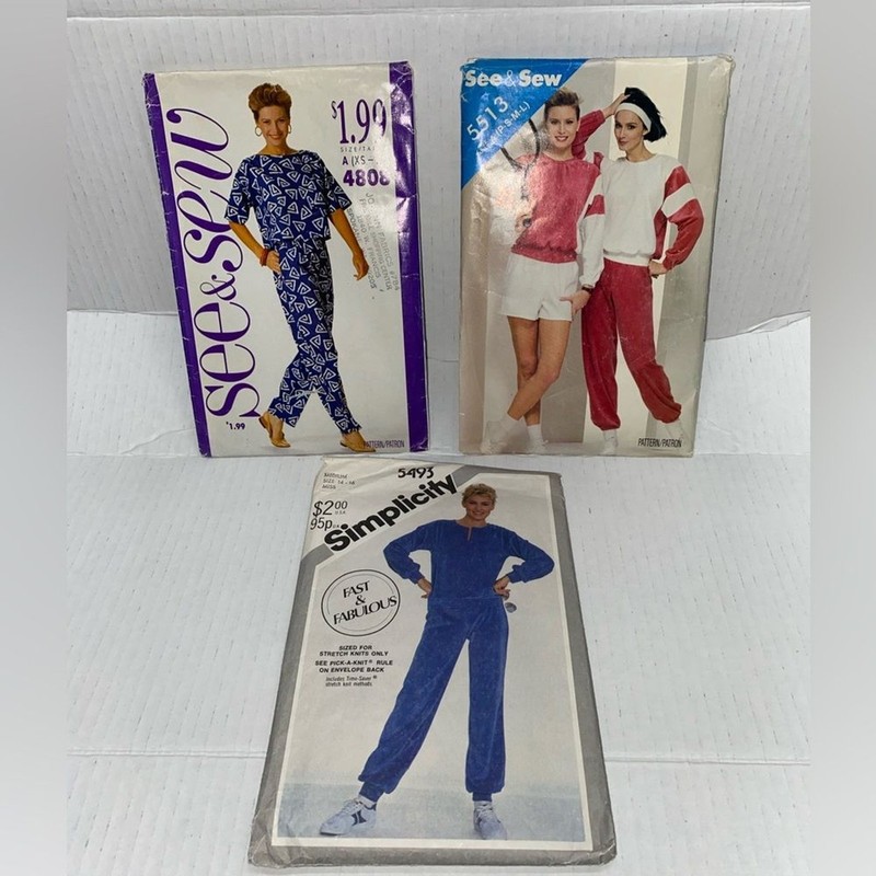 * Vintage Sewing Patterns Set athletic outfits 1980 vintage cut fits med & small