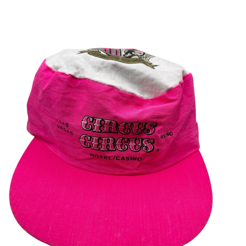 Vintage Circus Circus Snapback Cap Painters Hat Neon Pink White Las Vegas Casino gallery