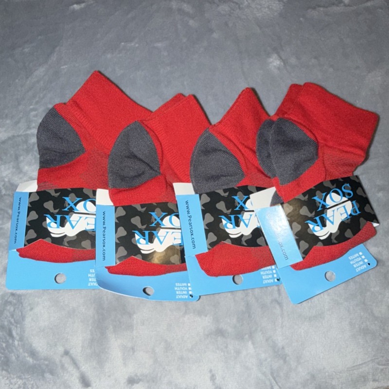 4 PairPack Pear Sox Athletic Quarter Socks Adult 9-12 Men / 10-13 Women Red NEW