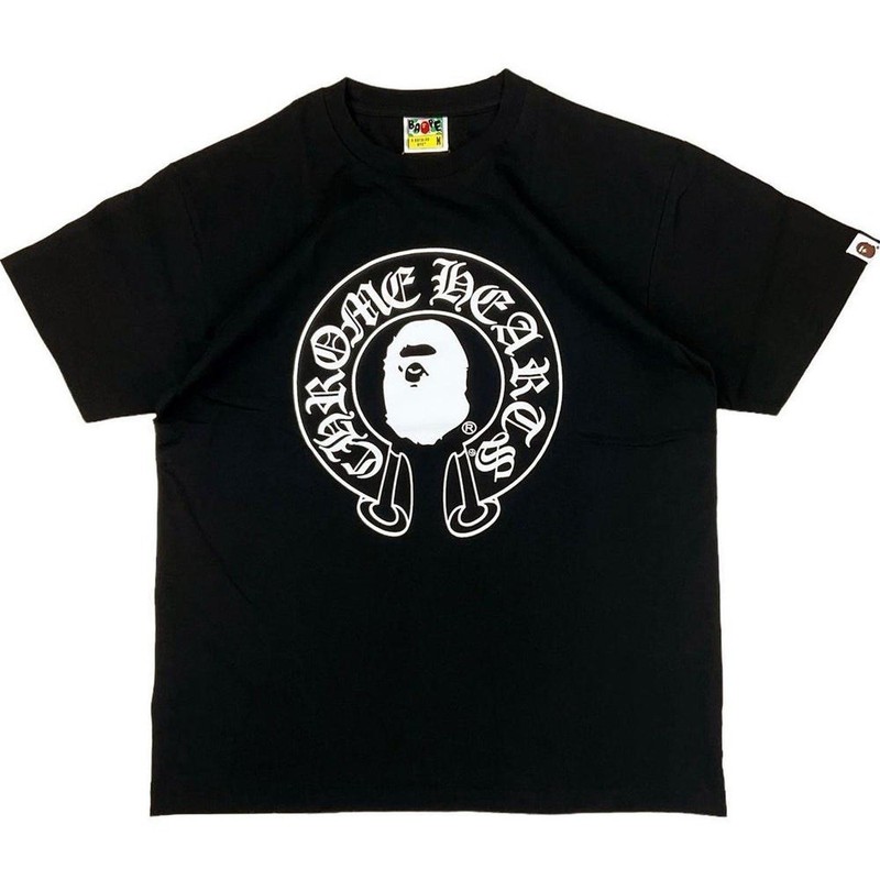 A Bathing Ape x Chrome Hearts Logo Graphic Crew Neck Tee Black Men’s Small-Large