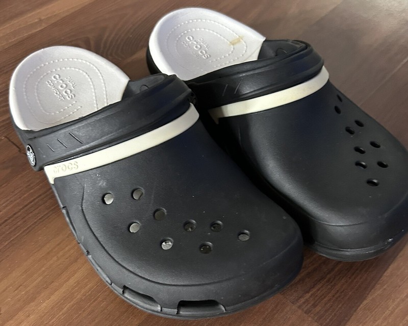 Crocs Modi Sport Slingback Clogs M8 W10 Black Rubber Slip-On Casual Shoes