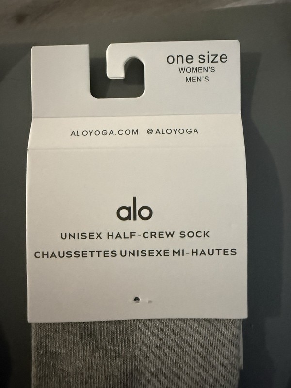 Alo Unisex Crew Socks 3 Pairs Gray/Blue One Size Herringbone Logo gallery