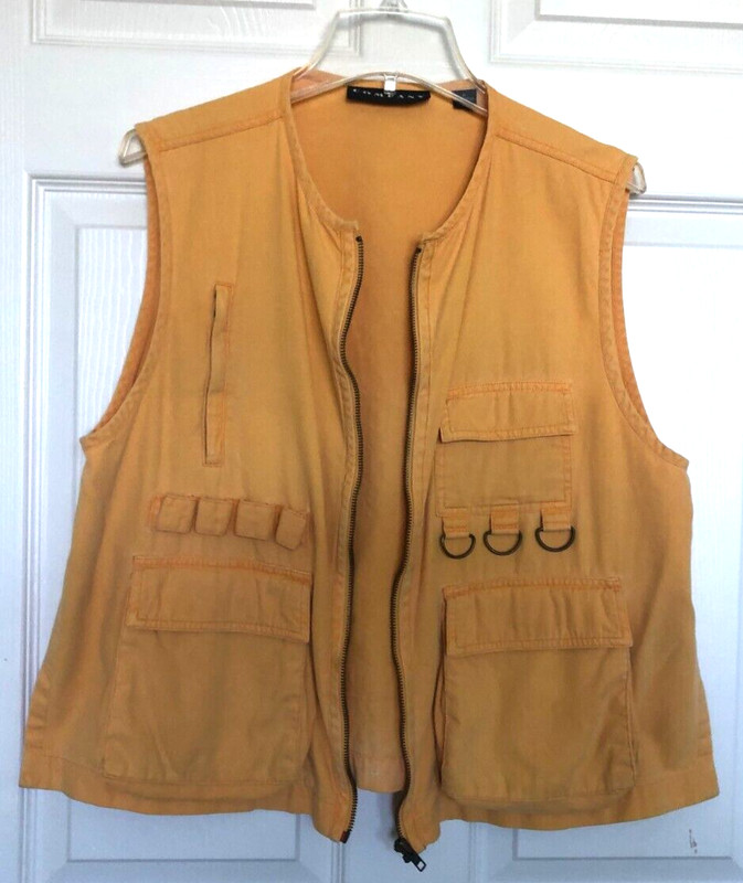 Women's Vintage 90's Designer Cargo Travel Vest - 13 Pockets/Tie-outs Cotton - L gallery