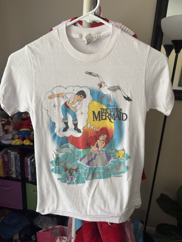 Fun Stuff Disney Little Mermaid Ariel Youth T-Shirt White 10-12 Crew Short