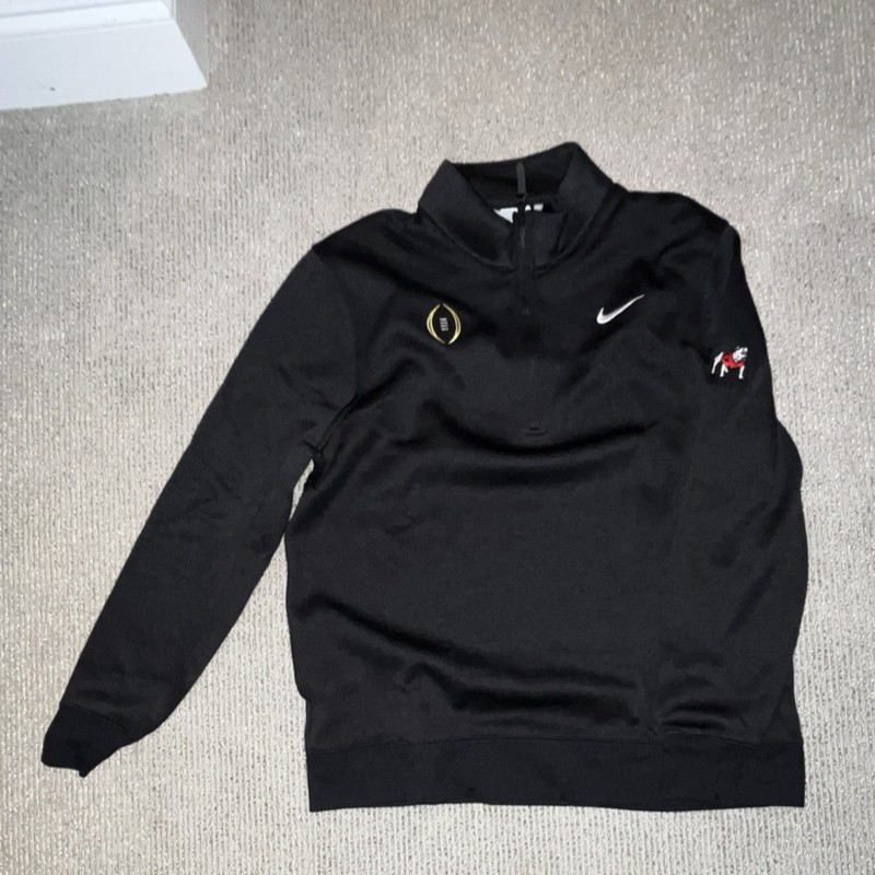 Nike RARE Georgia Football CFP Logo Black Solid 1/4 Zip Long Sleeve Pullover L