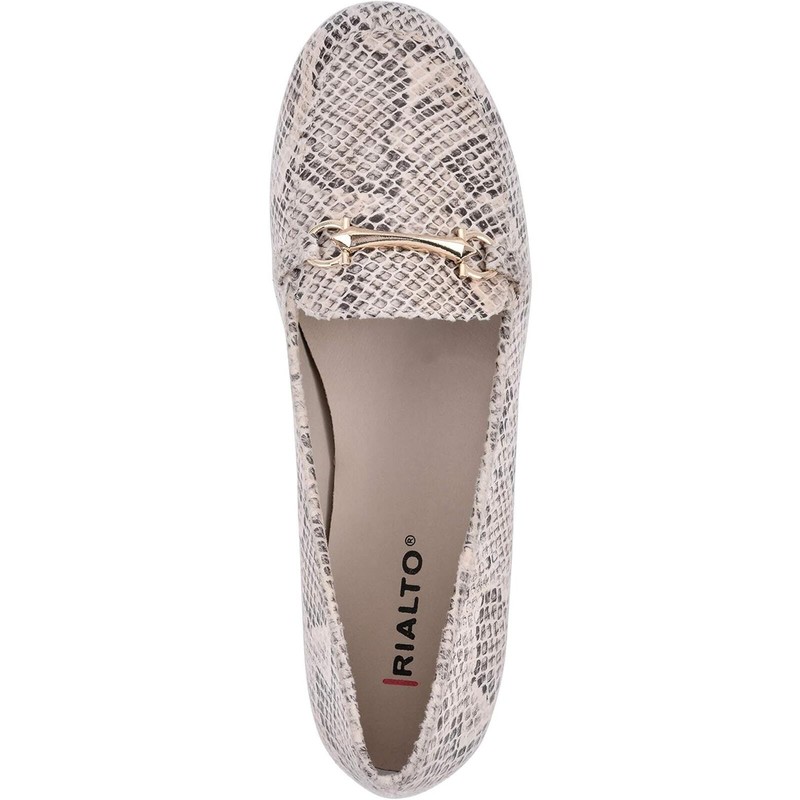 Rialto Women Guiding Slip On Horse Bit Loafers Size US 8W Light Taupe Snake gallery