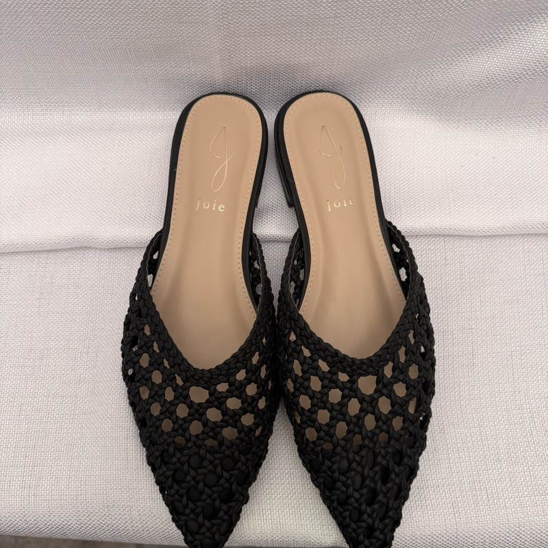NWT Joie Shoes Behold Black Woven Slip-on Mule Flat See Size Options In Listing