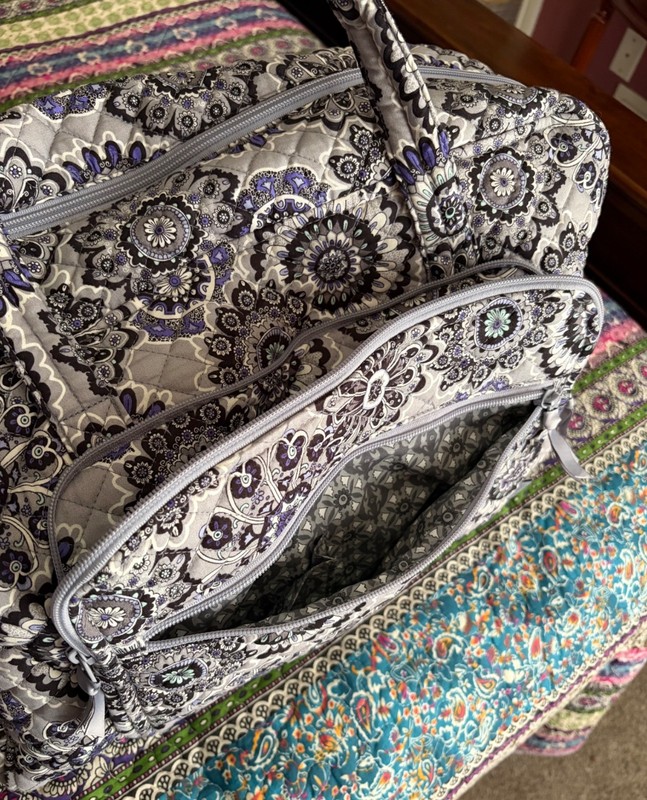 Vera Bradley large Weekender Travel Bag gray Tranquil Medallion pattern gallery