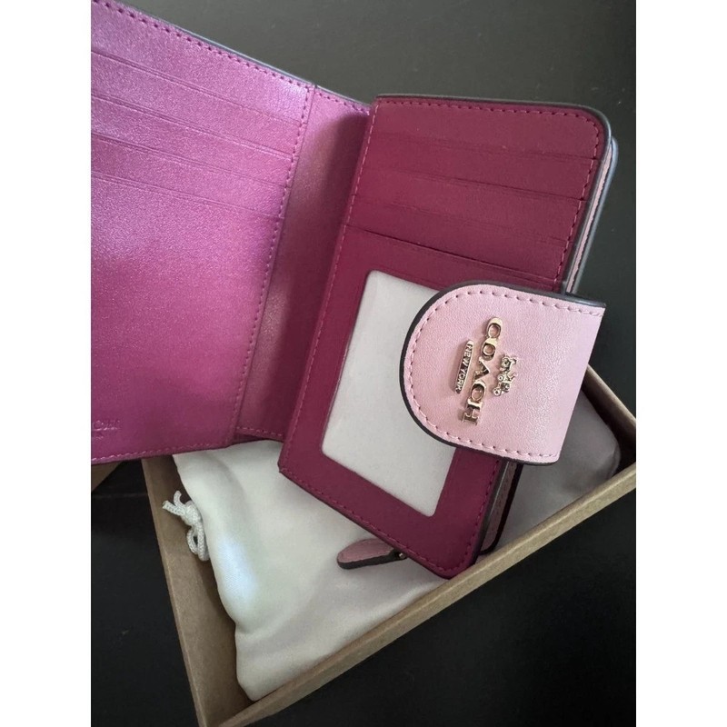 New Coach Medium Corner Zip Wallet In Signature Canvas Pink CW786 With Box gallery