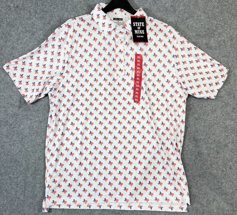 State Of Mine Texas Performance Golf Polo Shirt Mens XL White Short-Sleeve NWT