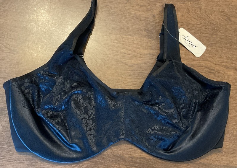 Soma Stunning Support Unlined Underwire Minimizer Bra Black Size 38DD NWT