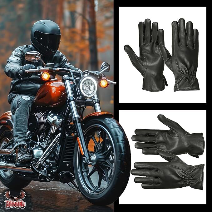 Hugger Men's Deerskin Water Resistant Leather Gloves Driving Motorcycle Riding gallery