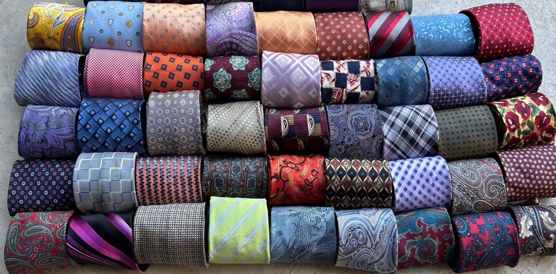 55 Pc Necktie Mix Lot Repurpose Quilting Craft Cutter Multicolor Wholesale Lots