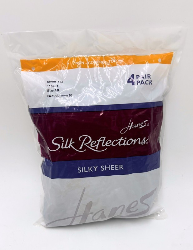 Hanes Silk Reflections Silky Sheer Non-Control Top Sheer Toe 4 PACK AB BROWN