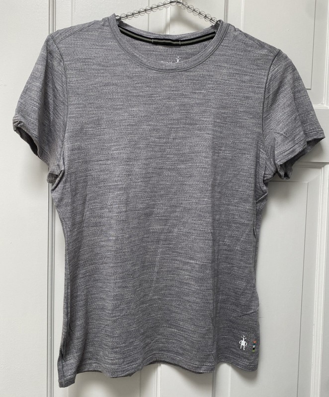 Smartwool Active Ultralite Short Sleeve Performance Gray T-Shirt Womens Sz M