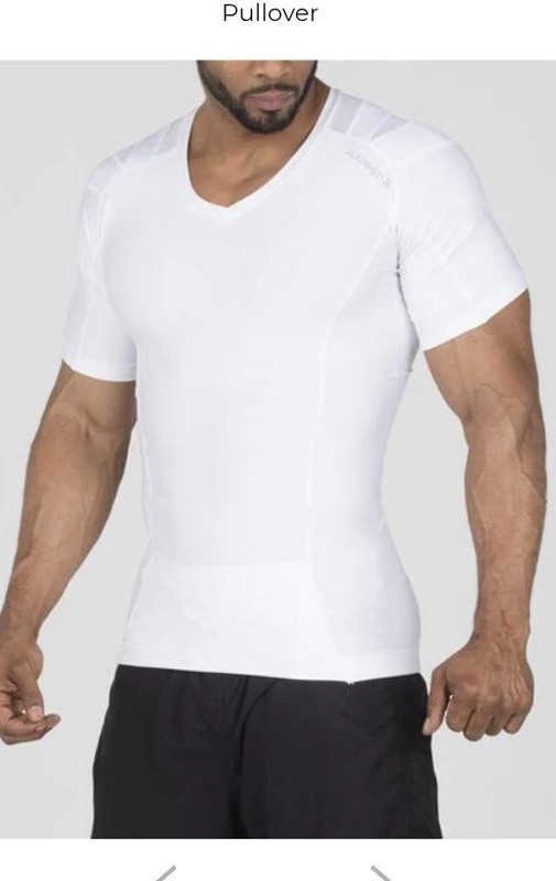 New Small ALIGNMED Posture Shirt 2.0 Pullover White Short Sleeve Men’s V-Neck