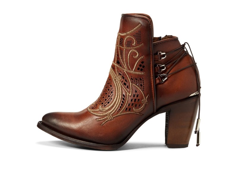 Cuadra CU434 Honey Leather Embroidered Lace-Back Western Ankle Booties 7.5 NEW gallery