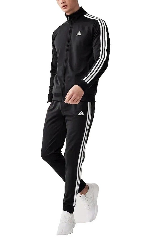 adidas Essentials SET Mens size M Track Suit GK9651 Jacket & Pants Black/White