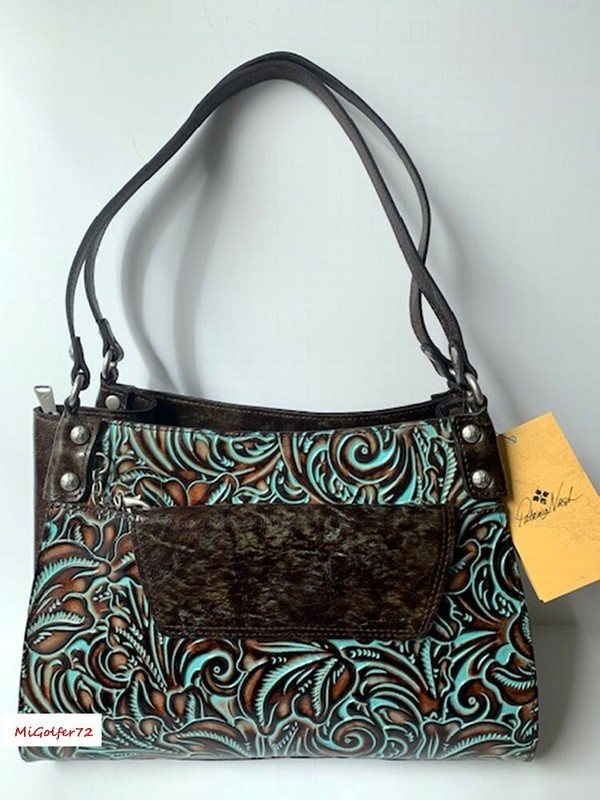 Patricia Nash NWT ROMINA Large Shoulder Bag w/Wallet -Tooled Turquoise and Brown