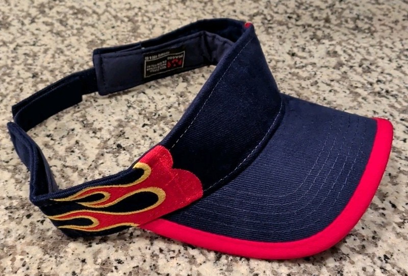 Magic Headwear Sun Visor, Dark Blue/Red/Flame Design, One Size, Brand New, LOOK!