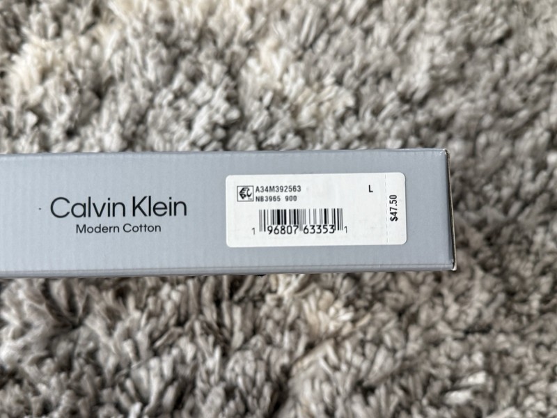 NEW Calvin Klein CK Men's Modern Cotton Thong 3-Pack - Black White Gray (Size L) gallery