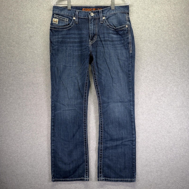 Cinch Ian Jeans Mens 34×30 Blue Bootcut Stretch Denim Medium Wash Casual