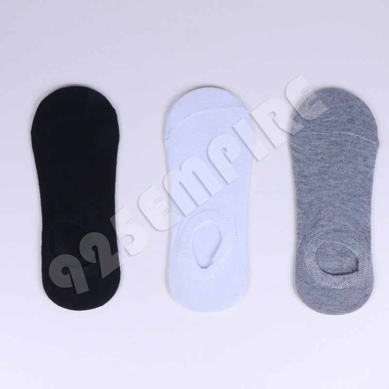 Men No Show Socks Black/White/Grey Mixed Liner Invisible Low Cut Size:9-11/10-12 gallery
