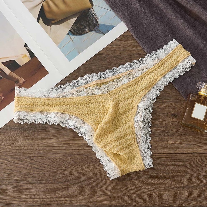 Contrast Pattern Date Night Intimate Wear Men's Lace Briefs 90%Nylon+10%Spandex gallery