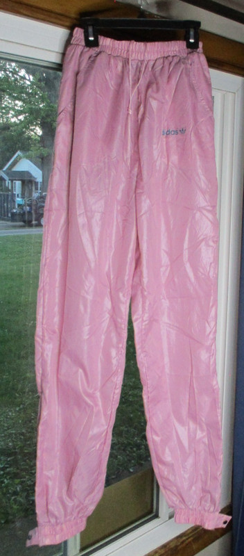 RARE Vintage 1970s Adidas Womens M 100% Nylon Pastelle Pink Track Pants gallery
