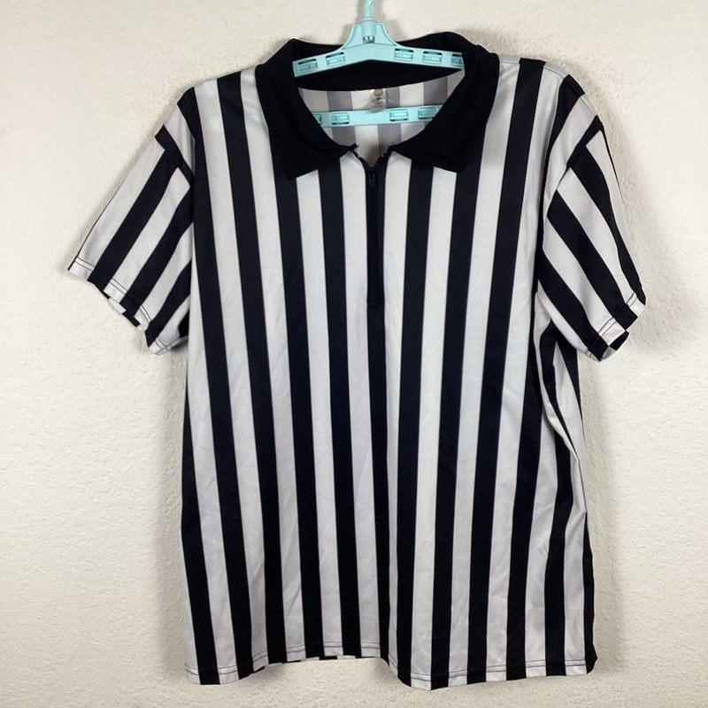 Mato & Hash Womens Polo Shirt Top Sz 2XL Short Sleeve Striped Referee Good