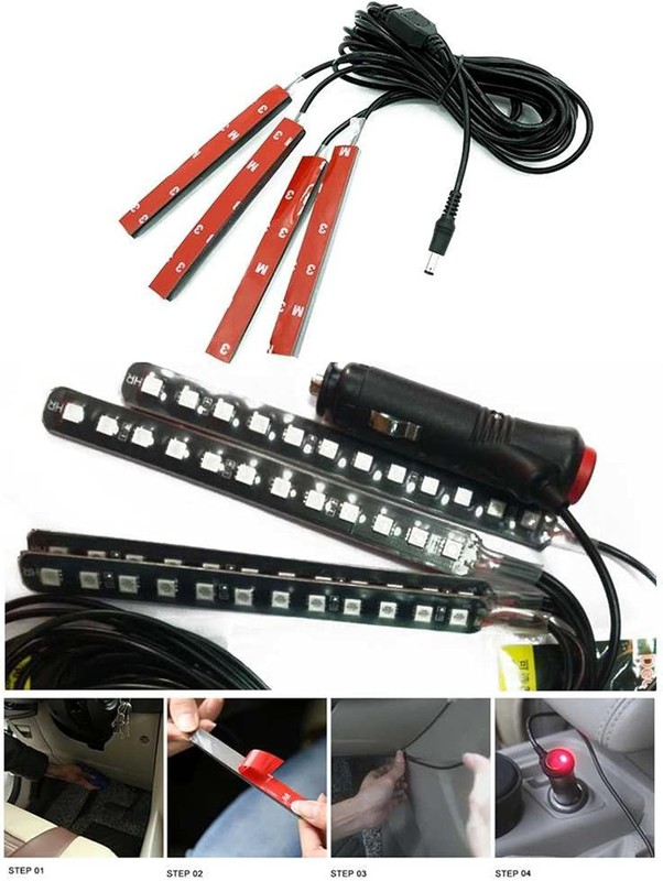 LED Strip Light, 4pcs 36 LED Car Interior Lights Under Dash Lighting Waterproof gallery