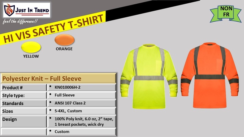High Visibility Fluorescent Safety T-Shirt - Full Sleeve - 100% Polyester gallery