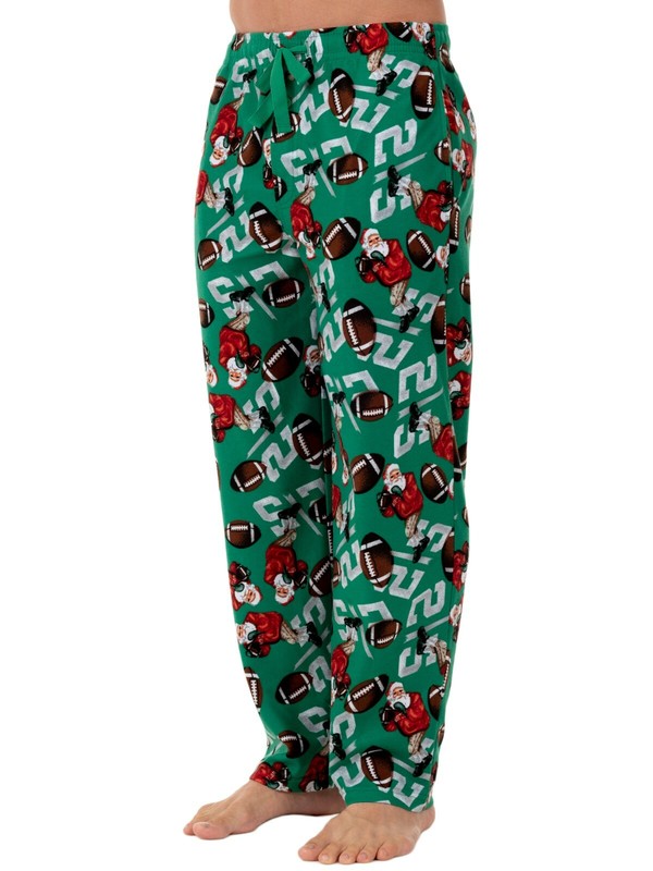 Fruit of the Loom Santa Playing Football Christmas Fleece Sleep Pants Mens S-5XL gallery