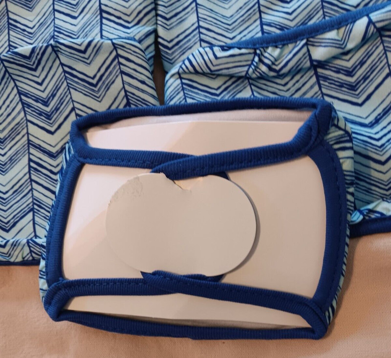 Kid Unisex Accessory Set Washable Travel Lot Sport Blue Zigzag Herringbone Print gallery