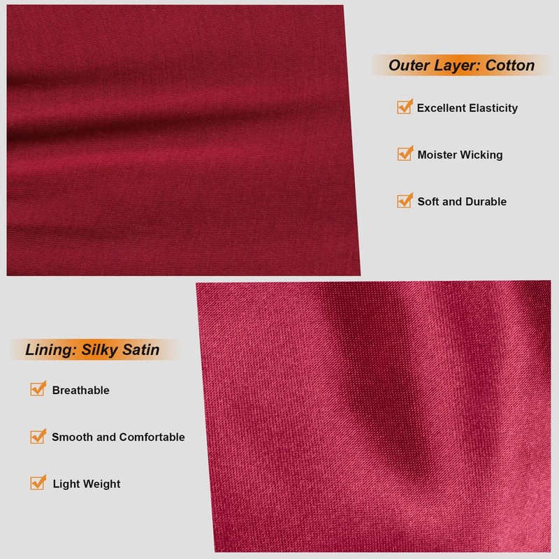 MLTUARG 4 Pieces Satin Lined Turban One Size, Black+light Gray+wine Red+khaki gallery