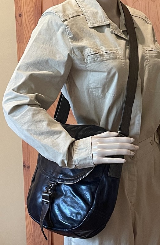 Rough & Tumble 1903 Dark Leather Saddle Crossbody Bag Made In Maine