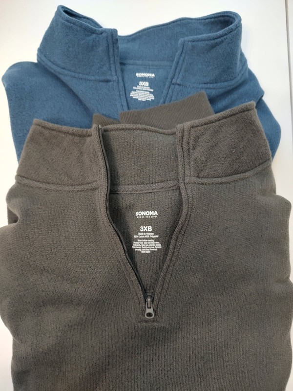 Men’s Sonoma 1/4 Zip – 3XB – (1) Navy & (1) Charcoal Grey – LOT
