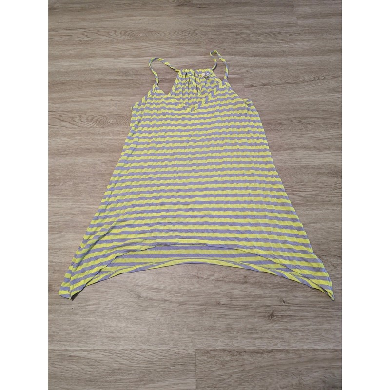 Ella Moss Tank Top Womens Medium M Neon Green Purple Striped Sharkbite Tunic New