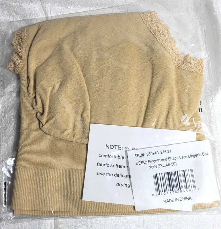 Fox Valley Traders Smooth & Shape Lace Lingerie Bra – Nude – 2XL (48-50)
