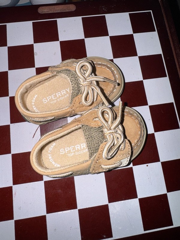 Sperry Top Sider Intrepid Crib Shoes Linen/Oat Baby Size 1 (0-3M) Sailing Yacht