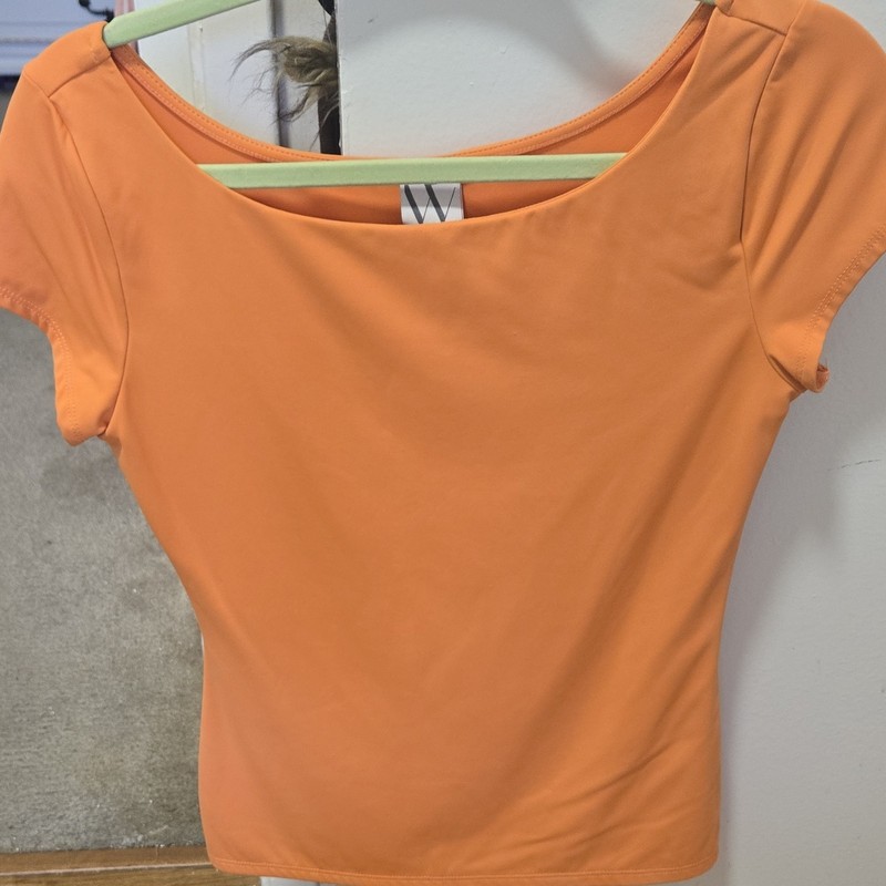 Worthington Orange Solid Knit Short Sleeve Boat Neck T-Shirt XS Regular
