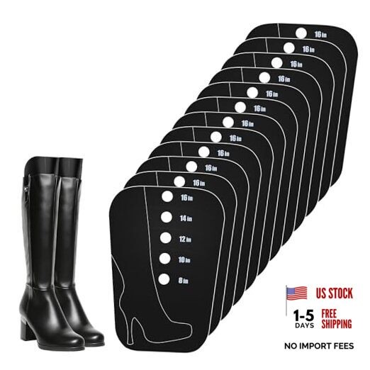 Boot Shaper Form Inserts, Tall Boot Support, Reusable Shoe Tree Shape 8 Black
