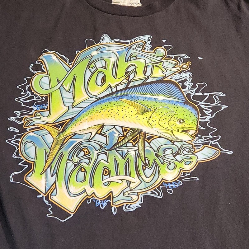 Columbia PFG T-Shirt Black Short Sleeve Saltwater Mahi Madness Shirt Large gallery